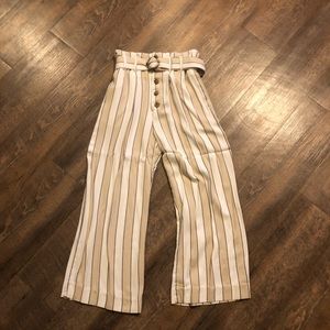 Abercrombie paper bag waist striped crop pants